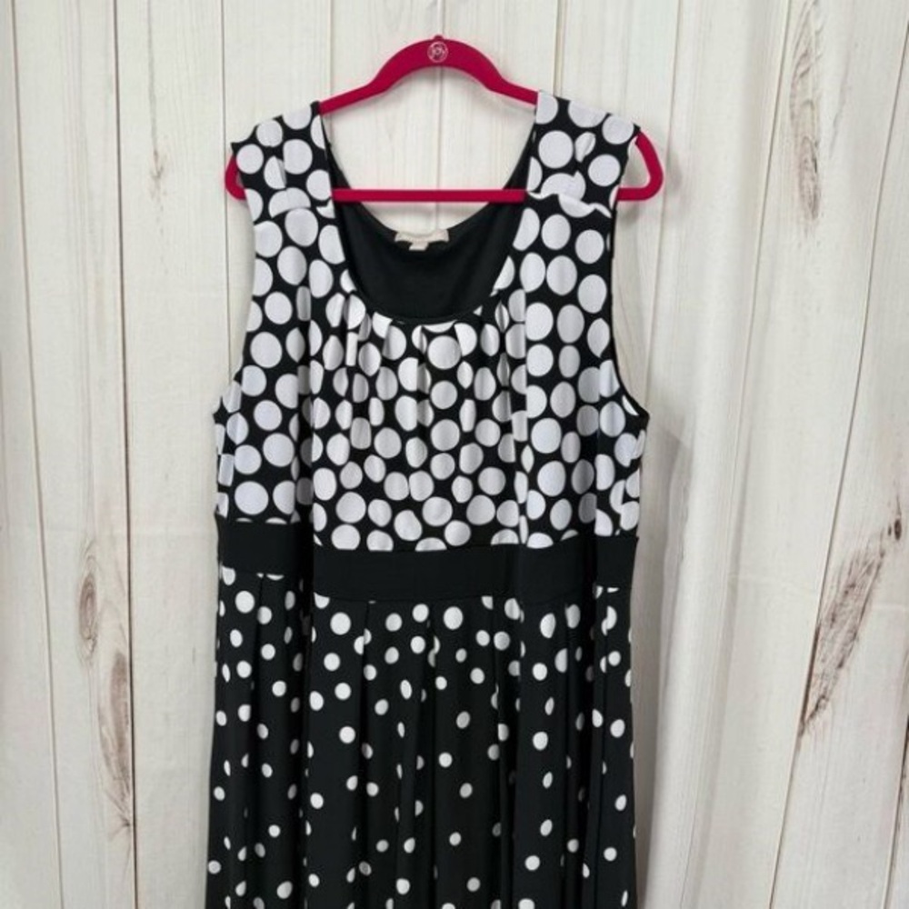 Woman Within Black and White Polka Dot Midi Dress